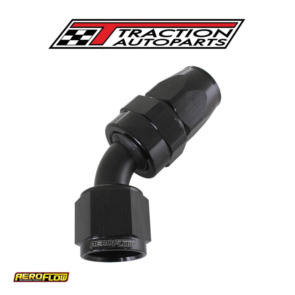 Alloy 45 Deg Hose End -12 an Black Full Swivel Suit Teflon