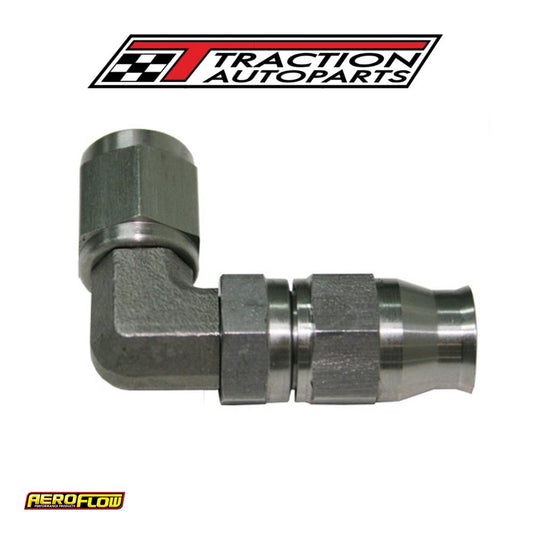 SS 90 Deg Hose End -4 an B-nut To -3 Teflon Hose