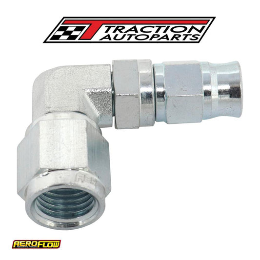 Steel 90 Deg Hose End -4 an B-nut To -3 an Teflon Hose Zinc