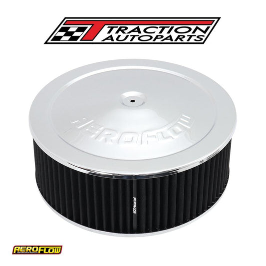 14" X 5" Air Cleaner Assy 5-1/8" Dropbase Chrome, Cotton