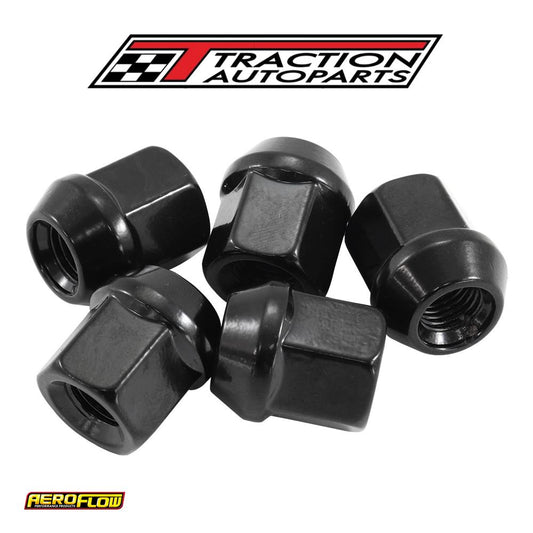 M 14 X 1.50 mm Acorn Short Open Wheel Nuts Black (5 Pack)