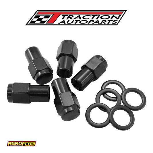 7/16"-20 .750" Shank Closed Wheel Nuts Black (5 Pack)