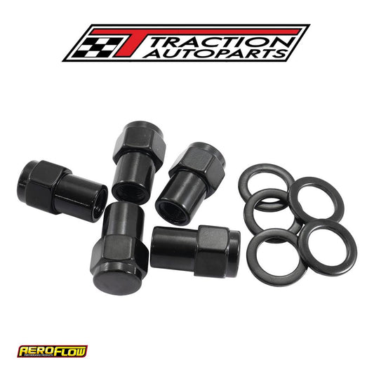 M 12 X 1.50 mm .550" Shank Closed Wheel Nuts Black (5)