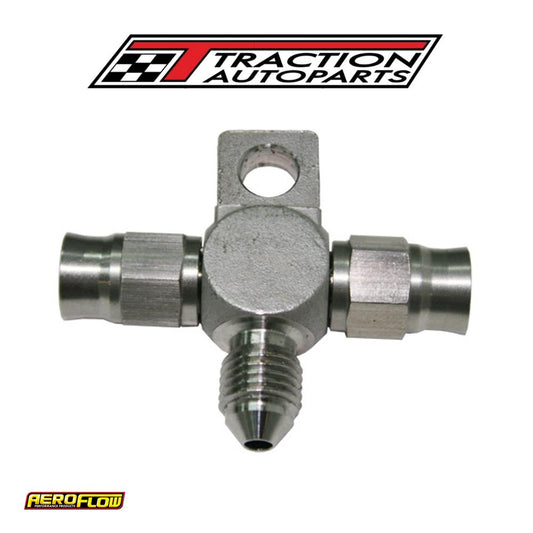 Stainless -3 an Tee With Mount Teflon Ends With -3 an On Side