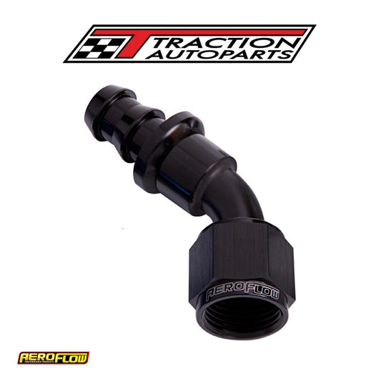 45 Deg Push Lock End -6 an Black No Clamp Required