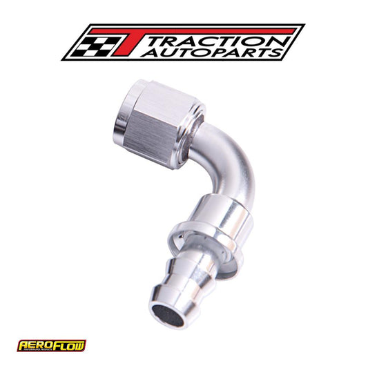 90 Deg Push Lock End -6 an Silver No Clamp Required