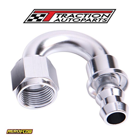 180 Deg Push Lock End -8 an Silver No Clamp Required