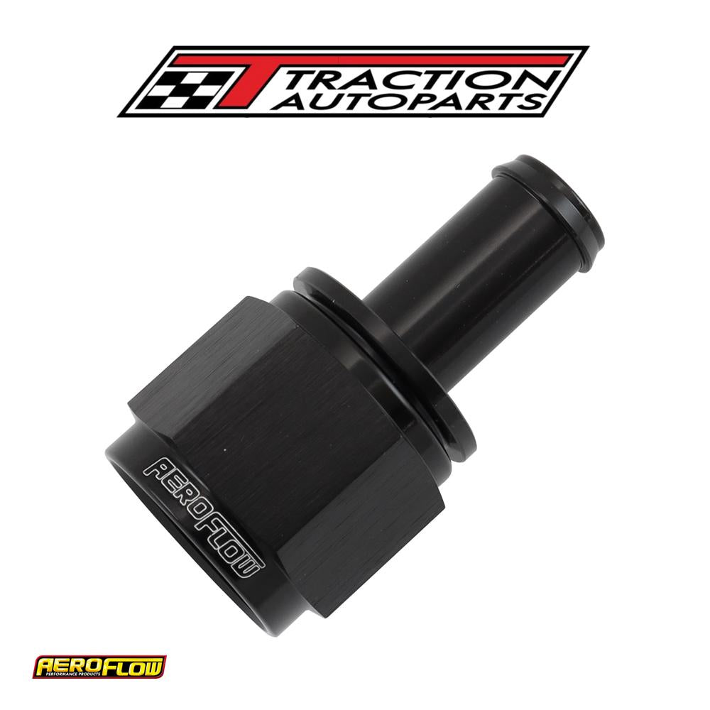 Female -10 an To 1/2" Barb Black With Tube Nut