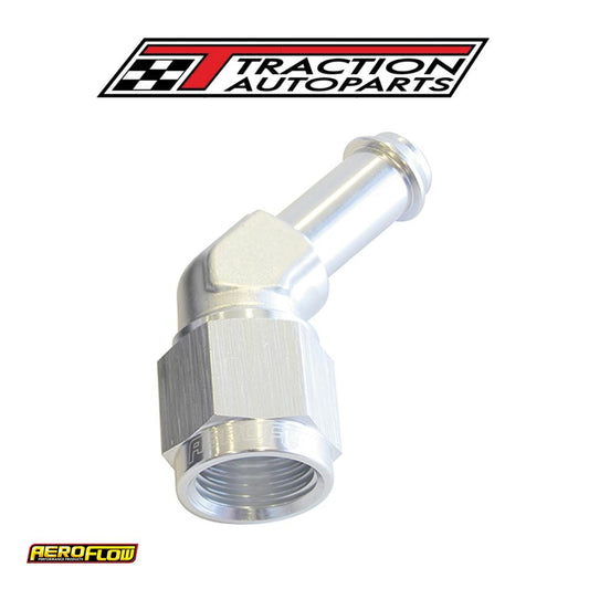 Female -6 an 45 deg To 3/8" Barbsilver Swivel Nut