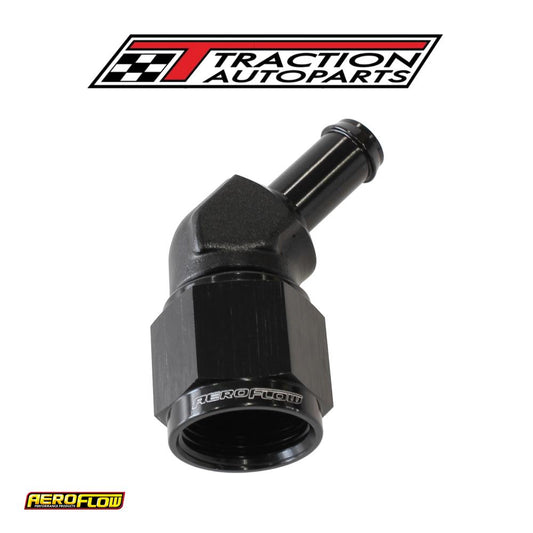 Female -8 an 45 deg To 3/8" Barbblack Swivel Nut