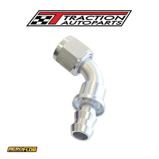 60 Deg Push Lock End -8 an Silver No Clamp Required<15 psi