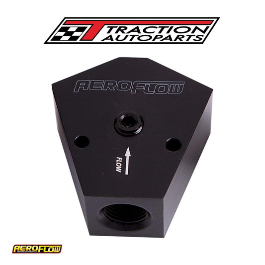 Fuel Block 1/2 - 1/2 In - Out Black 1/8" Npt Port