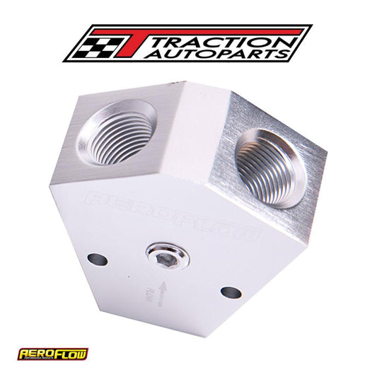 Fuel Block 1/2 - 1/2 In - Out Silver 1/8" Npt Port