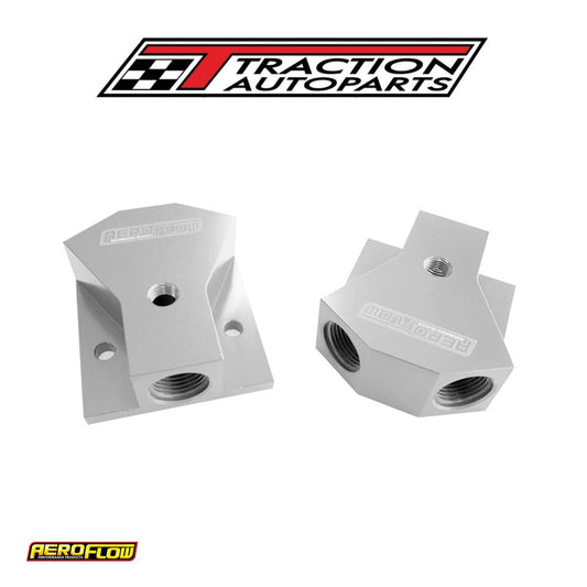 Billet Y-block 2 X -8, 1 X -10 orb Silver With Mounting Pad