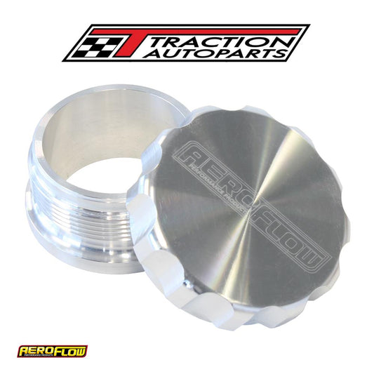 1.5" Alum Weld Bung And Cap Raw Alloy Finish