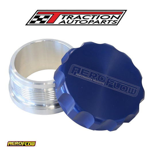 2" Alum Weld Bung And Cap Raw Weld On / Blue Cap