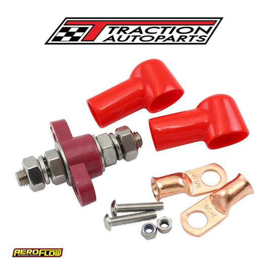 Single Electrical Bulkhead M 10 post Positive Stud Red Termina