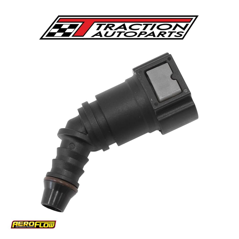 Push On 3/8" Efi Fitting To 3/8" / 9.65 mm Barb 45 Degree