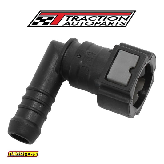 Push On 3/8" Efi Fitting To 3/8" / 9.65 mm Barb 90 Degree