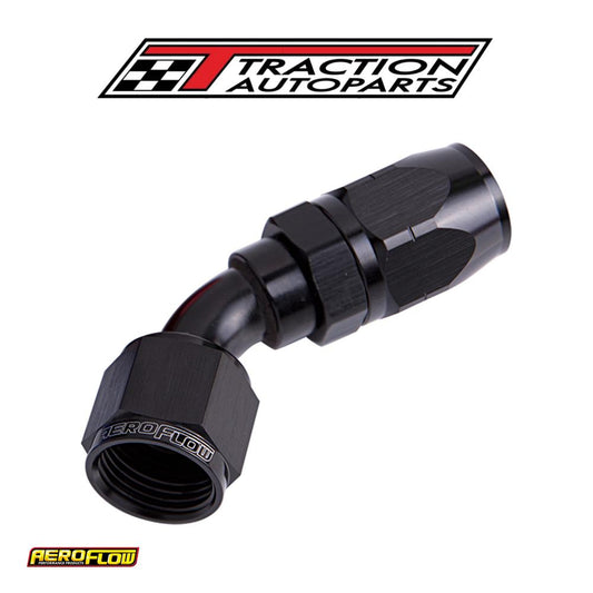 Alloy 45 Deg Hose End -12 an Black Cutter Style Full Swivel