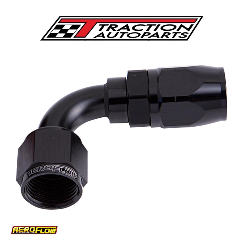 Alloy 90 Deg Hose End -10 an Black Cutter Style Full Swivel