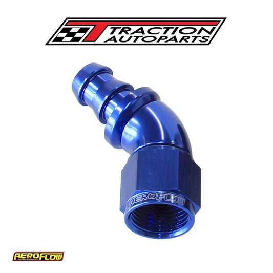 -4 an 45 Deg Full Flow Push Locblue Full Flow Push Lock