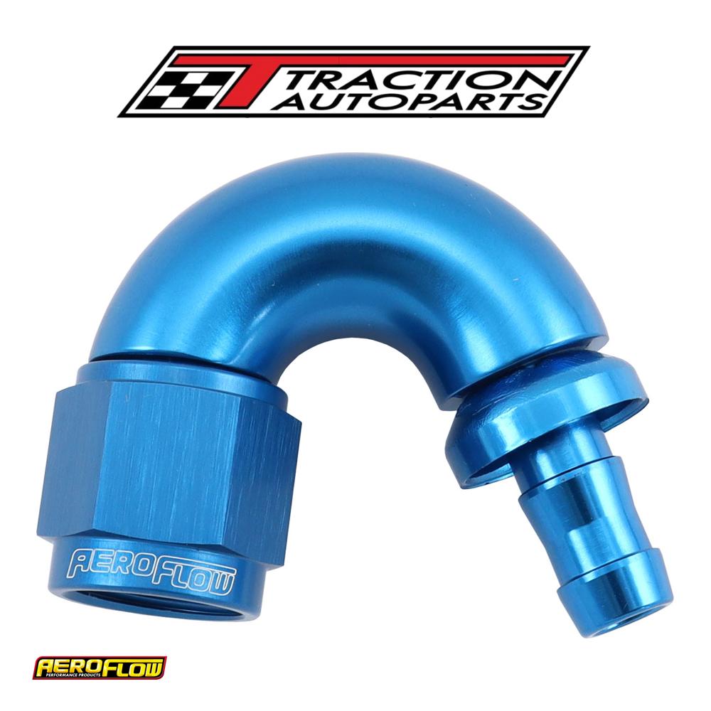 -6 an To 5/16" Barb 150 Degree Full Flow Push Lock Blue