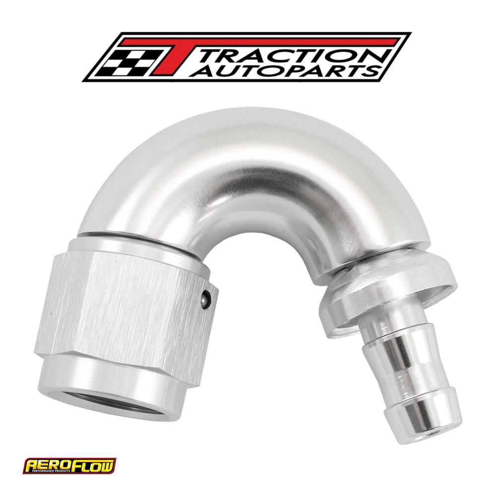 -6 an To 5/16" Barb 150 Degree Full Flow Push Lock Silver