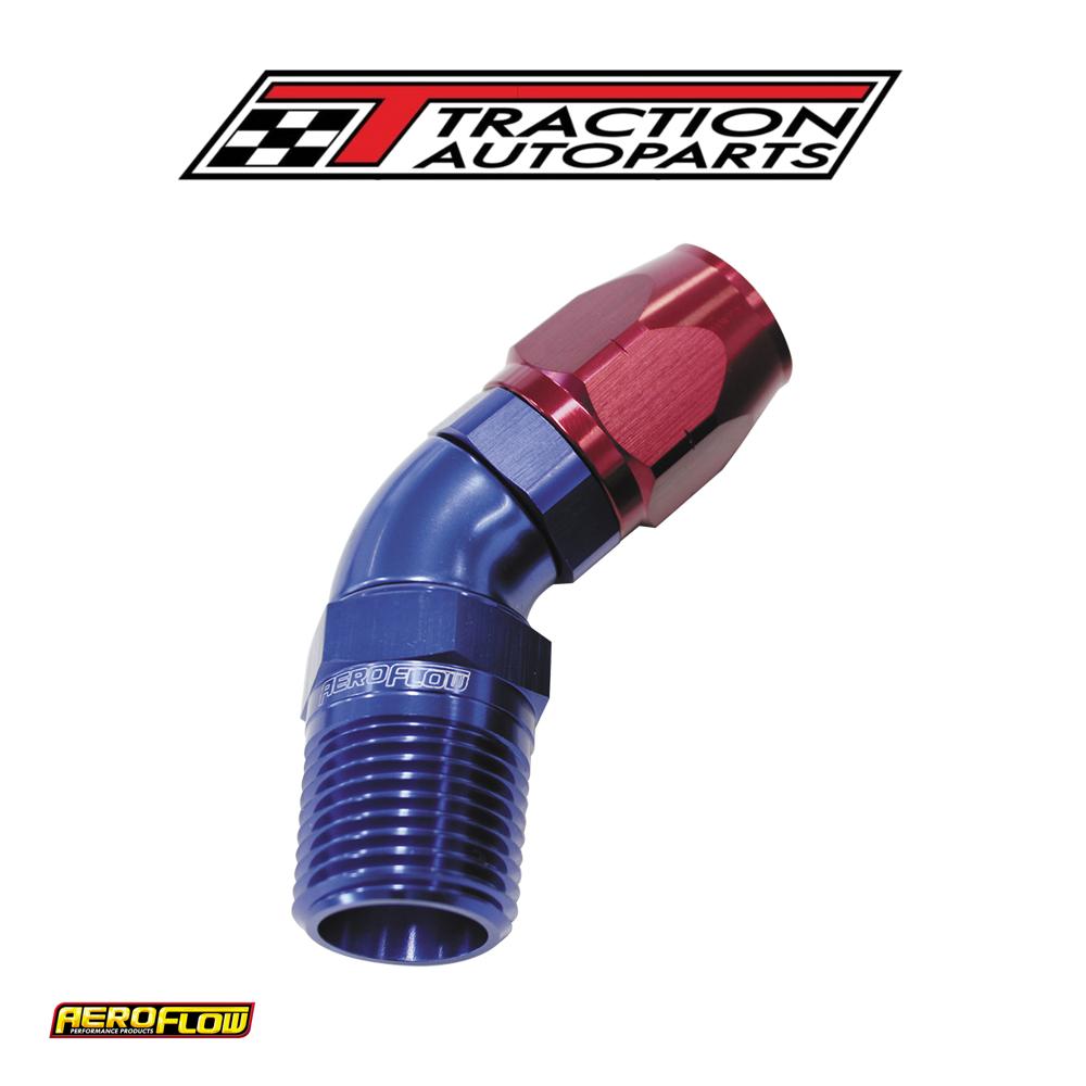 Male 1/2 Npt 45 Deg To -12 Hosblue Full Flow Billet 1 Piece