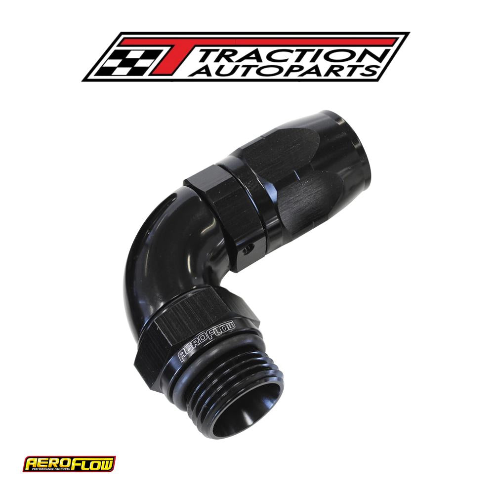 Male Hose End -16 orb To-16 hosefull Flow Billet 90 Deg Black