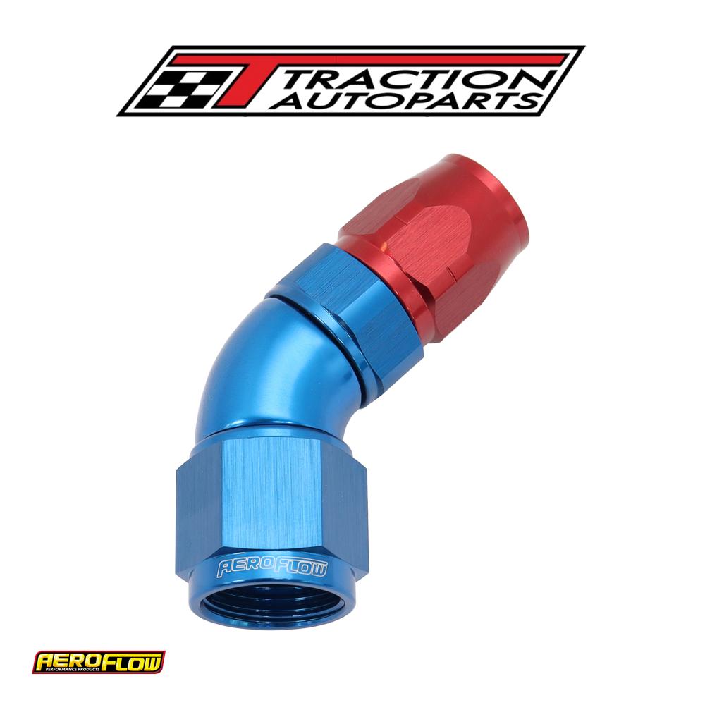 Stepped 45 Deg hose end -6 Hoseto -8 an Reducer Hose End Blue
