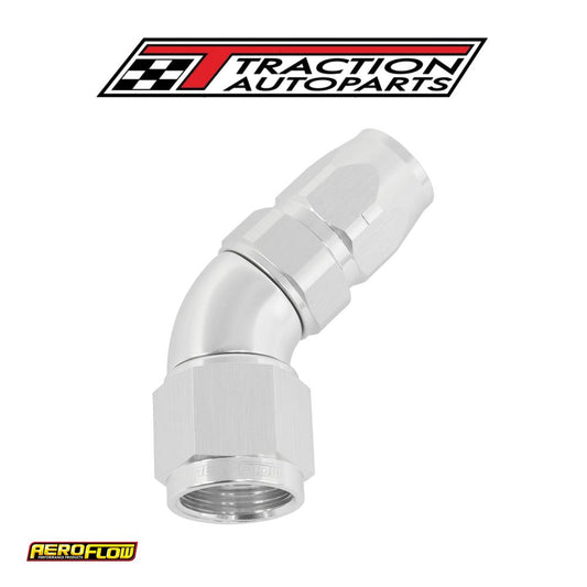 Stepped 45 Deg hose end -6 Hoseto -8 an Reducer Hose End Silve