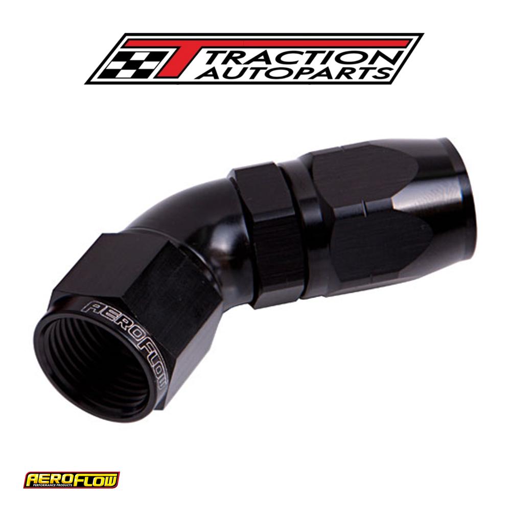 Alloy 45 Deg Hose End -10 an Black Cutter Style Full Flow