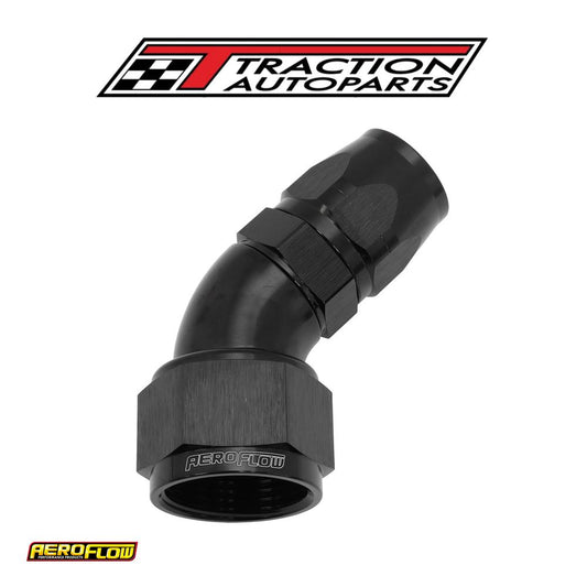 Stepped 45 Deg hose end -12 Hosto -16 an Reducer Hose End Blac