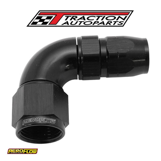 Stepped 90 Deg hose end -6 Hoseto -8 an Reducer Hose End Black
