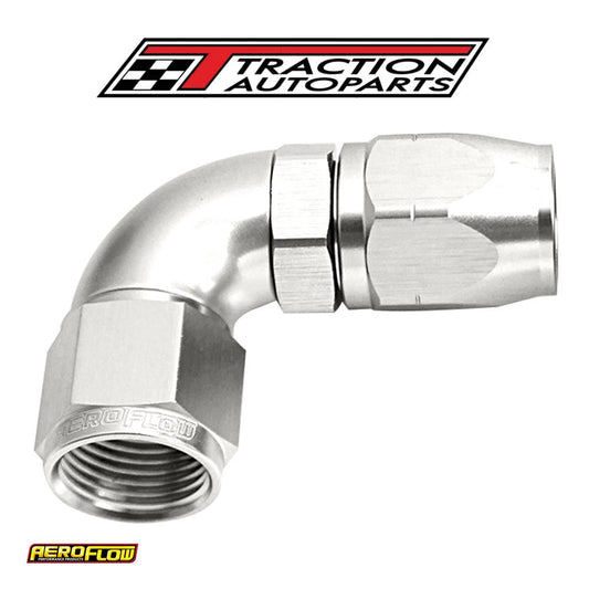 Alloy 90 Deg Hose End -8 an Silver Cutter Style Ful Swivel