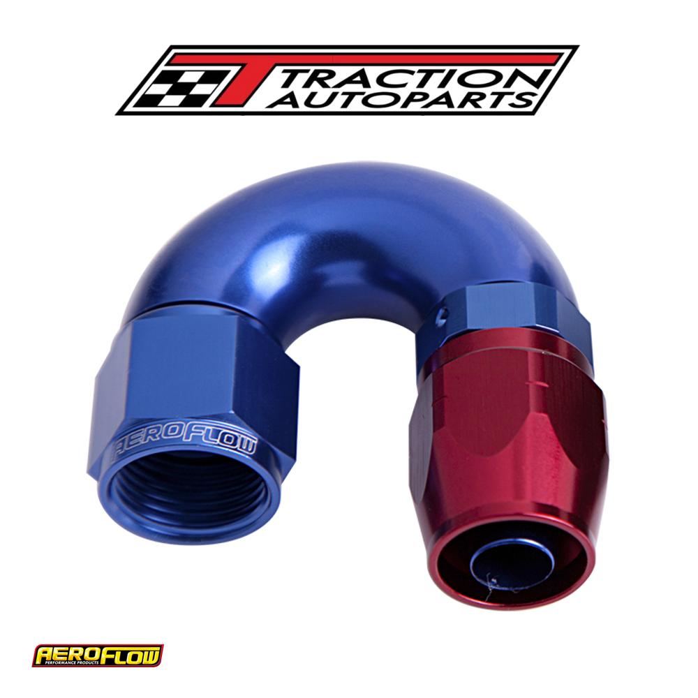 Alloy 180 Deg Hose End -4 an Blue Cutter Style Full Flow