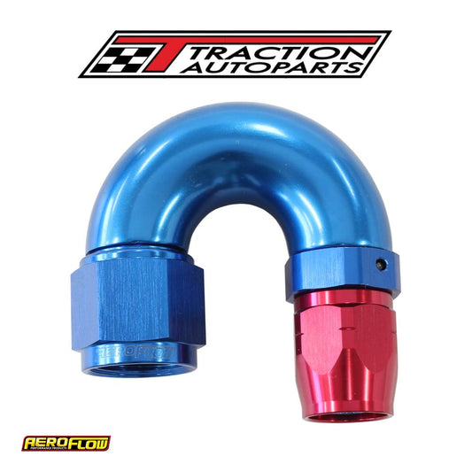 Stepped 180 Deg hose end -6 Hosto -8 an Reducer Hose End Blue
