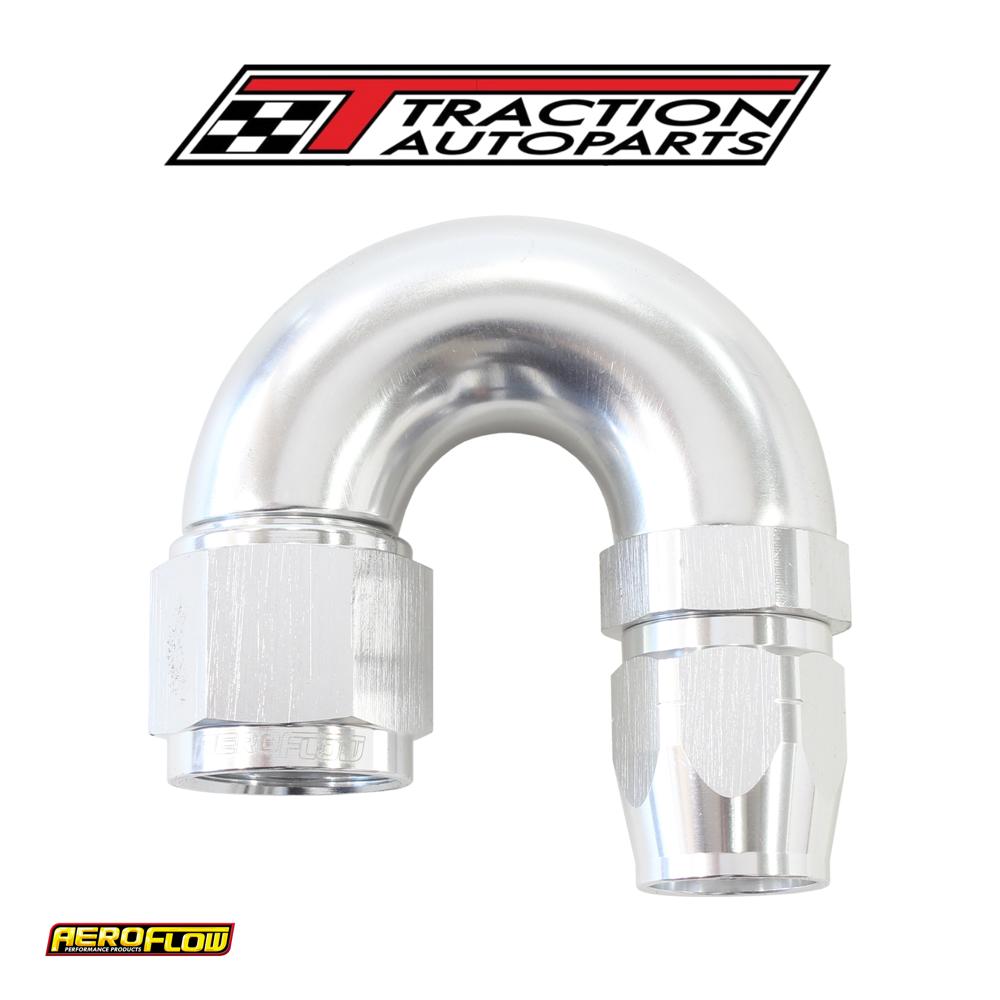 Stepped 180 Deg hose end -6 Hosto -8 an Reducer Hose End Silve