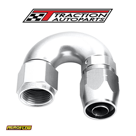 Alloy 180 Deg Hose End -6 an Silver Cutter Style Full Flow