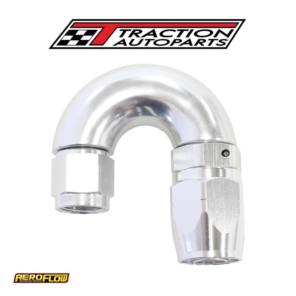 Stepped 180 Deg hose end -8 Hosto -6 an Reducer Hose End Silve