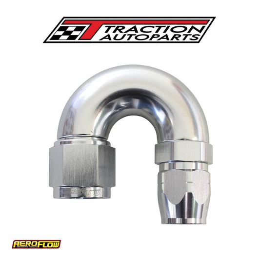 Stepped 180 Deg hose end -8 Hosto -10 an Reducer Hose End Silv