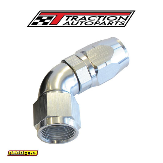 Alloy 60 Deg Hose End -4 an Silver Cutter Style Full Flow