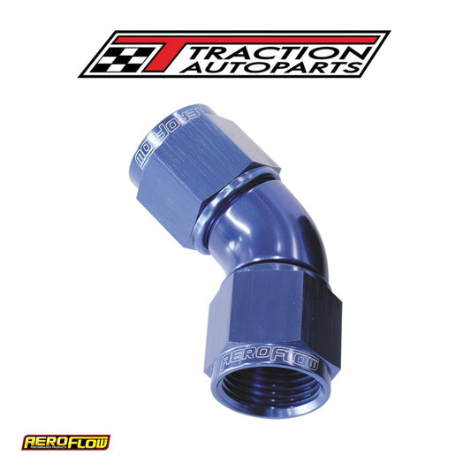 -10 an 45 Deg Swivel Coupler Blue Billet Full Flow 1 Piece