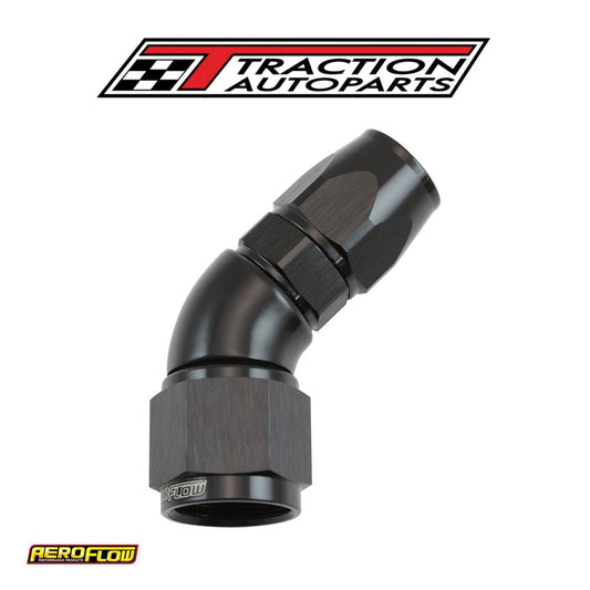 Stepped 45 Degree End -8 Hose To -10 an Reducer Hose End Blacteflon Af 572-08-10 dblk