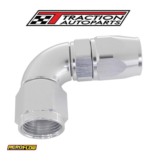 90 Deg -3 an Full Flow Teflon Hose End Silver 1 Piece Fullfl