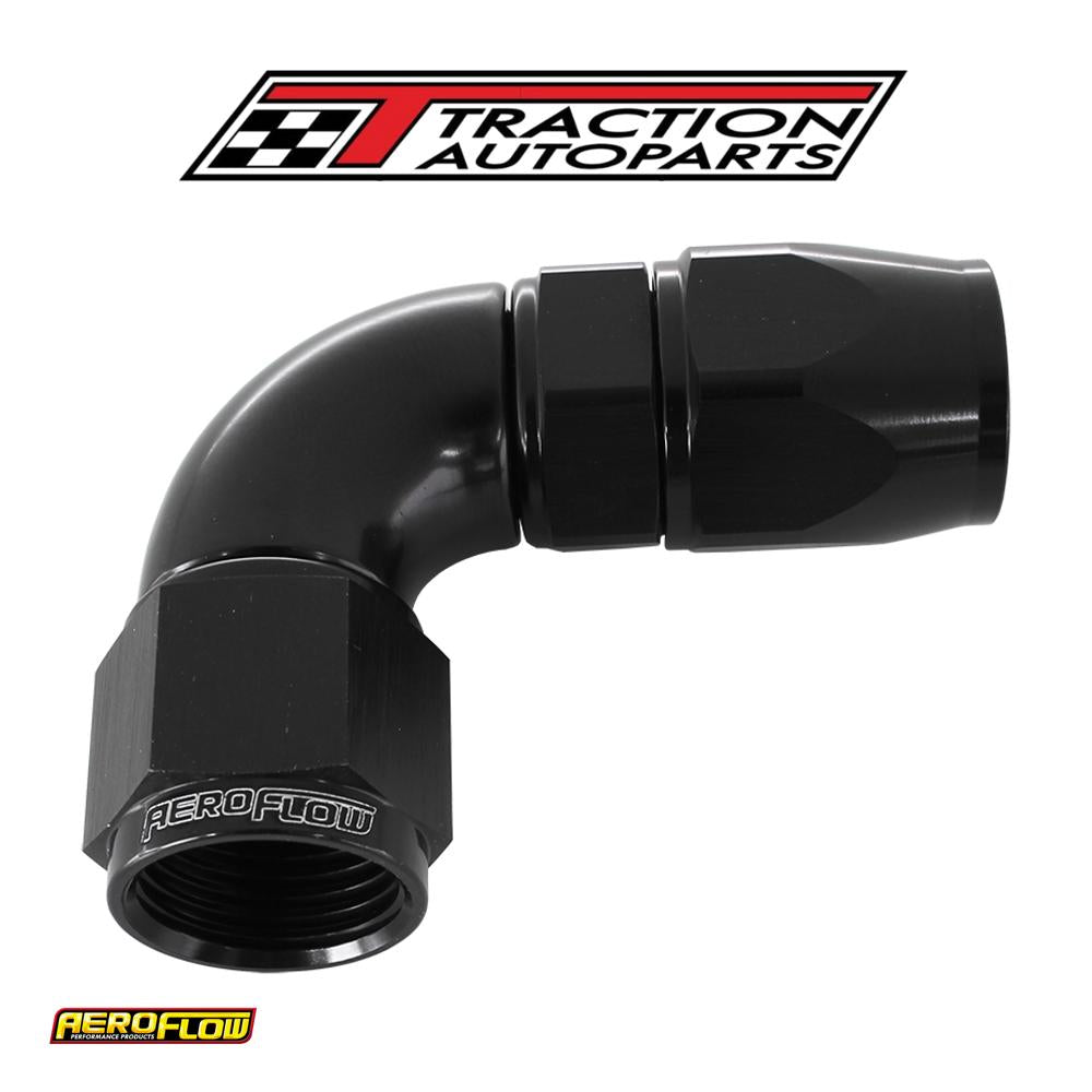 90 Deg -8 an Full Flow Teflon Hose End Black 1 Piece Fullflo