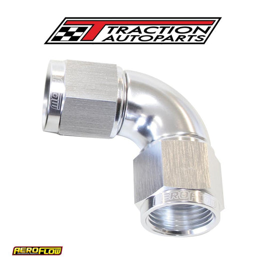 -4 an 90 Deg Swivel Coupler Silver Billet Full Flow 1 piece