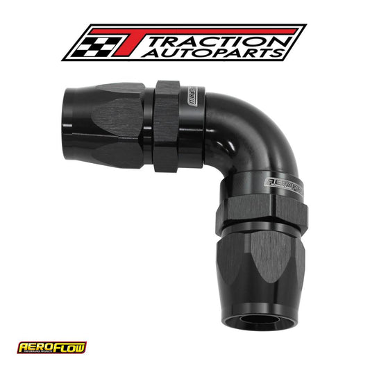 90 Deg -16 an To -16 an Teflon Full Flow Hose Ends Black Ptfe