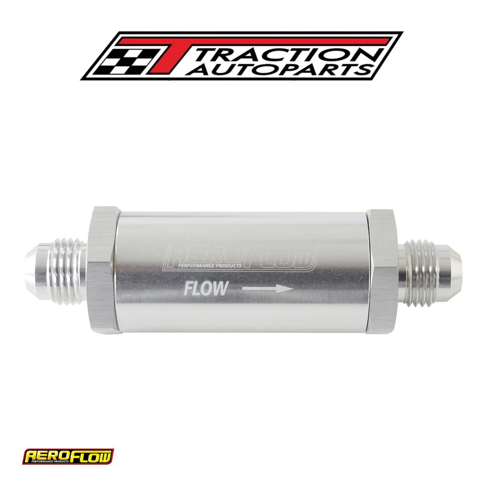 -6 an Turbo Inline Oil Filter Silver 30 Micron Washable